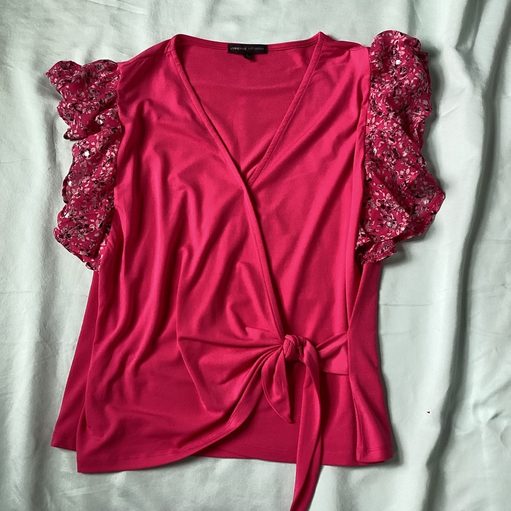 Adrienne Vittadini Ladies Ruffle Sleeve Fuschia Top